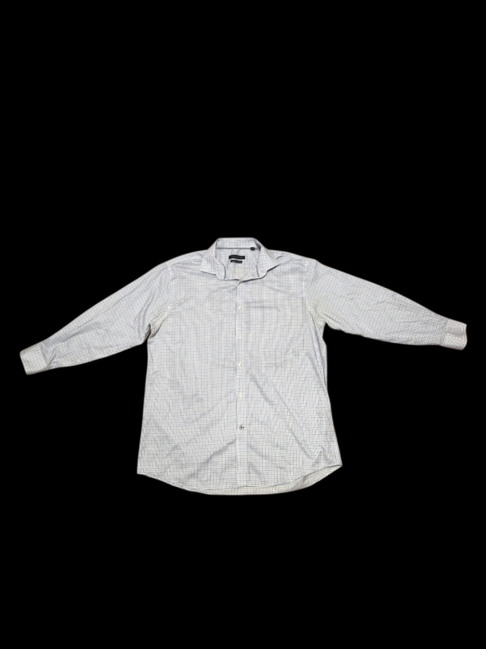 Tommy Hilfiger Dress Shirt TH Flex Supima Stretch White Blue Check | 17 32/33